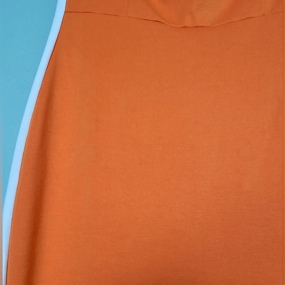 Lulus Impressive Edge Orange Color Block Strapless Midi Dress, Size Medium - Picture 9 of 11